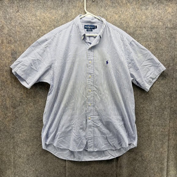 Polo Ralph Lauren Men's Stripe Button Down Pocket Polo Blue Size X-Large